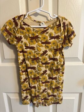 SOLD Kate Quinn shortie with Yellow Floral & Brown Dragonfly Print